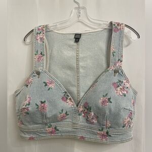 NWT Wild Fable Denim Tank - XXL Denim top with flowers